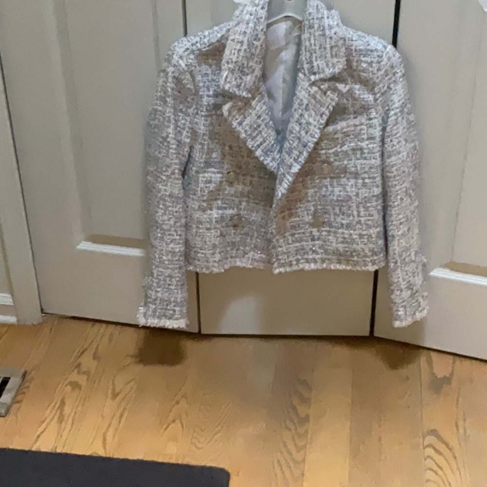 AQUA Cropped,double breasted jacket Blue,gray,bone